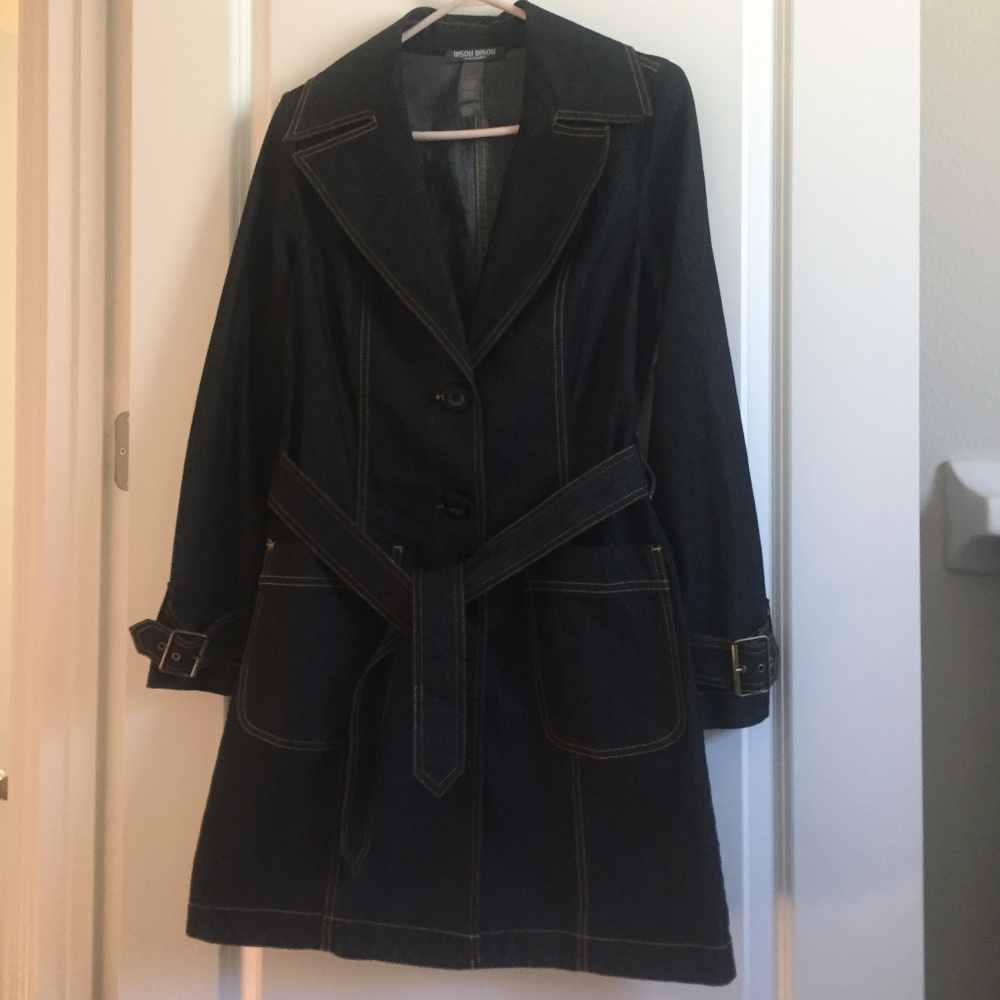 Bisou Bisou Dark Denim Trench Coat